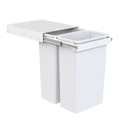 Hideaway Waste Bin Compact Soft-Close 2x40 Ltr (Handle Pull) - By Hafele