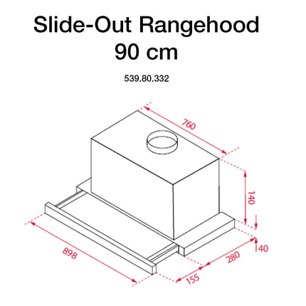 Hafele Rangehood Slide out, 60cm or 90cm - By Hafele