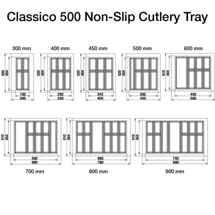 Classico 500 Non-Slip Cutlery Tray (300mm cabinet width) - By Hafele