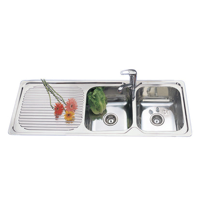 Double Bowl Sink L/H Drainer - By Hafele
