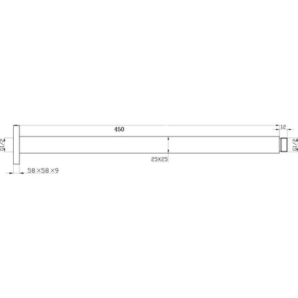 BKS06A – Square Ceiling Shower Arm 450mm-Trademasterau | Trademaster