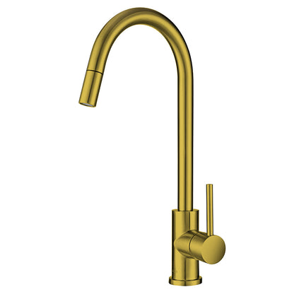 Hafele Mixer Tap Gold Brushed SS Pull Out Sprayer - By Hafele